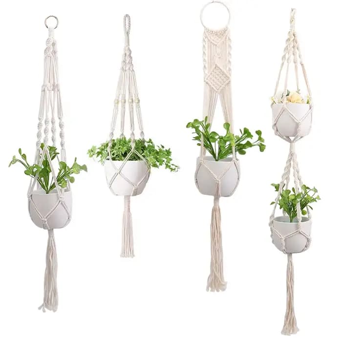 Panier suspendu de plantes en macramé fait à la main, support de Pots de fleurs, décoration suspendu