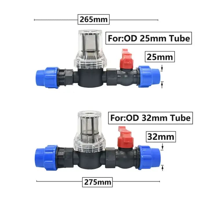 Tube PE 25mm 32mm, connecteur rapide, filtre de robinet, Valve d'eau, raccord de tuyau en plastique,