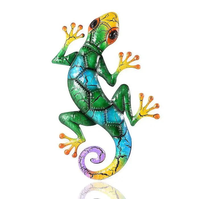Décoration de jardin Gecko en métal pour Statues extérieures, décoration murale de jardin de maison,