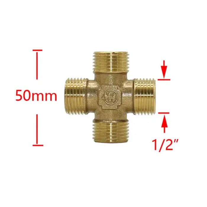 Connecteur de Tuyau d'Eau Fileté en Métal et Cuivre, en Forme de T, 1/2, 3/4 Pouces, Laiton, 1/2, 3/