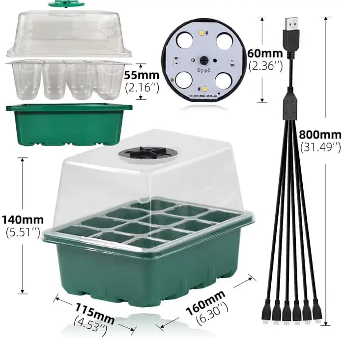 Plateaux de démarrage pour plantes, pots de pépinière à LED avec lumière de croissance, lampe Lauren