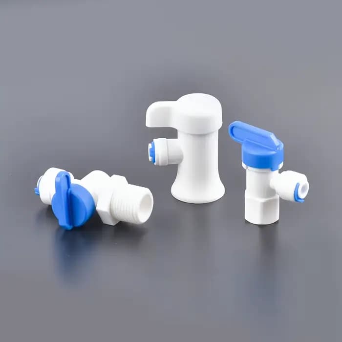 Robinet à tournant sphérique droit en plastique RO, tuyau de 1/4 "3/8" OD, connexion rapide 1/4 "3/8