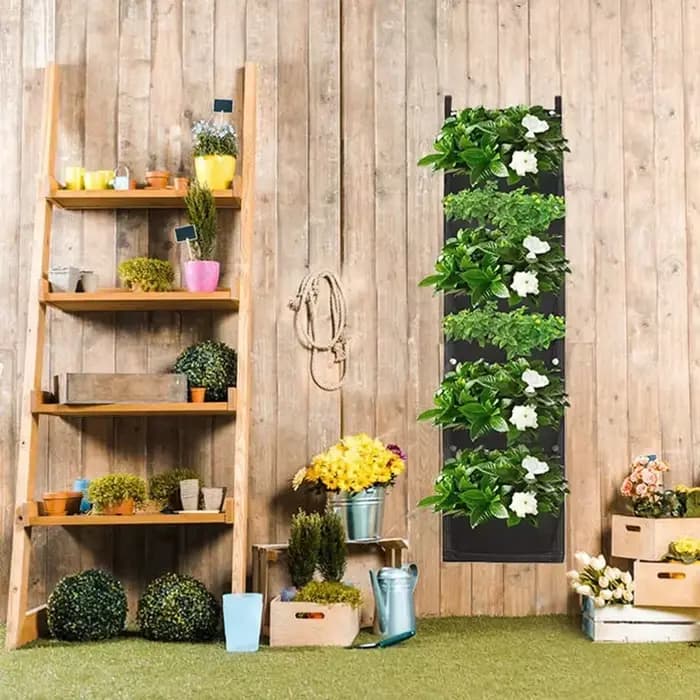 Sac de plantation de culture verticale à 7 poches, tissu feutré suspendu au mur, Pot de jardin extér