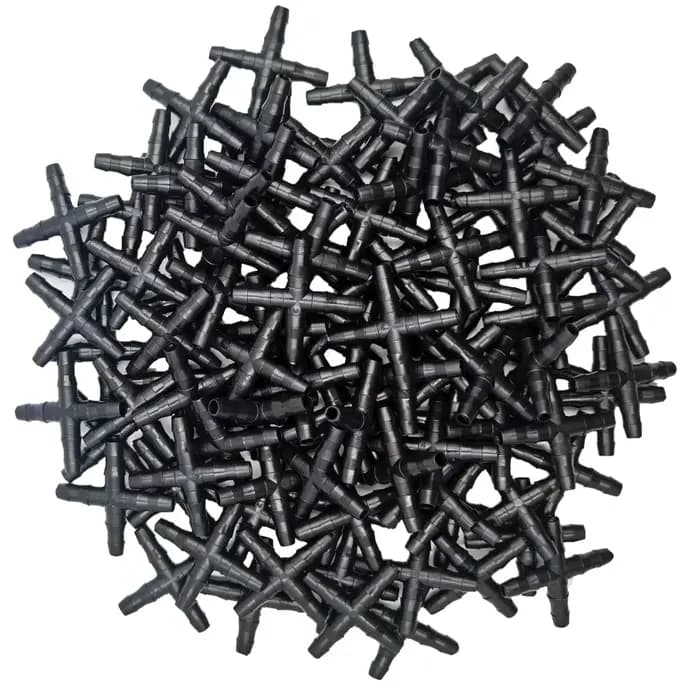 OASIS 10-100 pièces 1/4 ''connecteur croisé pour 4/7mm Micro tuyau 4 voies adaptateur barbelé irriga