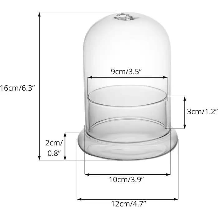 Cloche en verre avec trou d'aération, cloche en verre avec base, présentoir de table pour la maison,