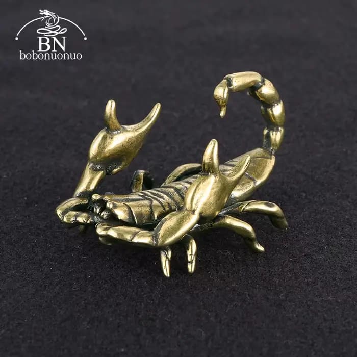 Figurines de Scorpion rétro en laiton, Miniatures de thé pour animaux de compagnie, porte-stylo, Col
