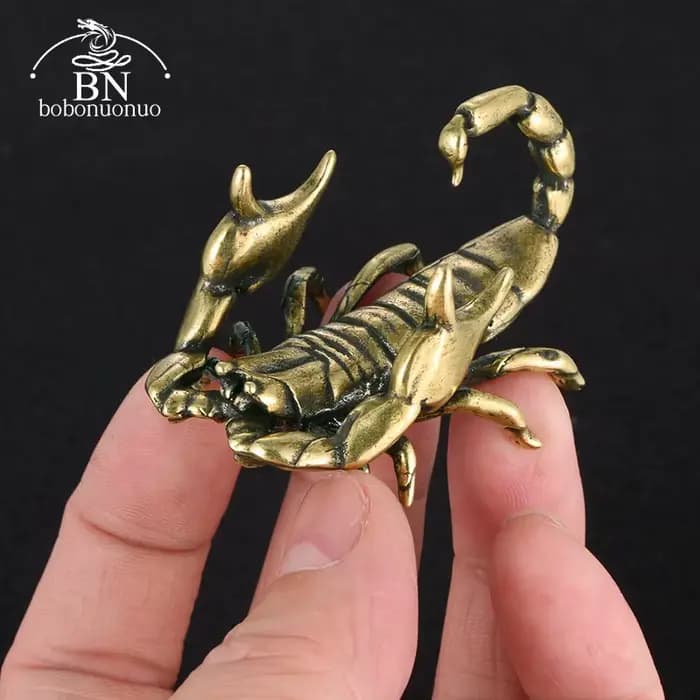 Figurines de Scorpion rétro en laiton, Miniatures de thé pour animaux de compagnie, porte-stylo, Col
