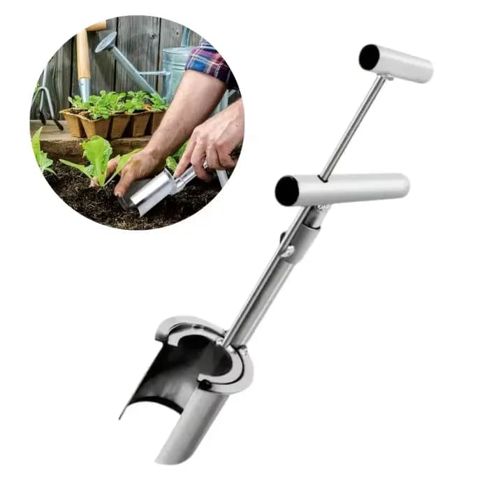 Outil de plantation portatif en métal galvanisé, transplantateur de jardin pour un transfert efficac
