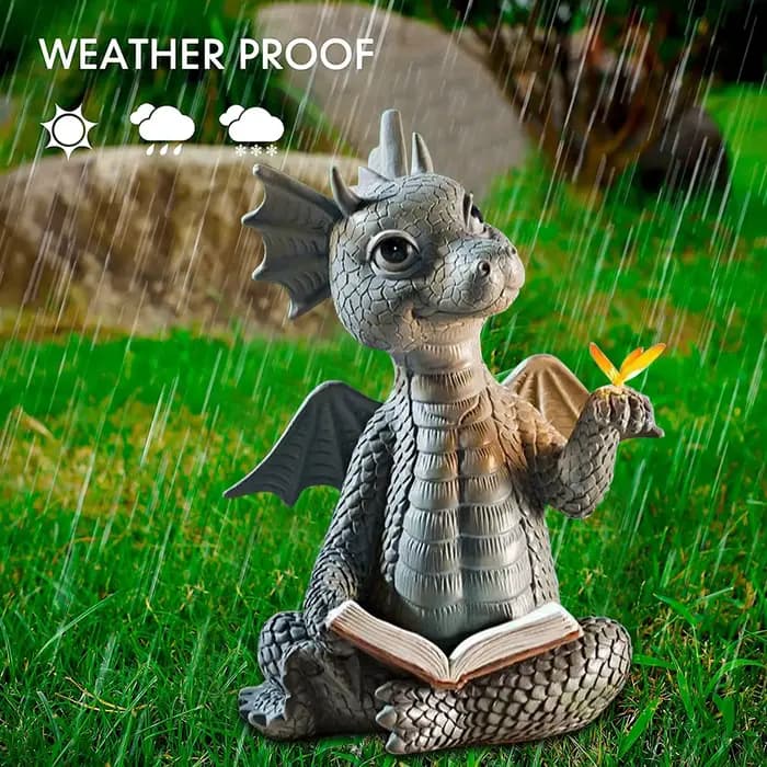 Livre de lecture de jardin, Sculpture de petit Dragon, Statues de Dragon mignonnes, Sculptures de Dr