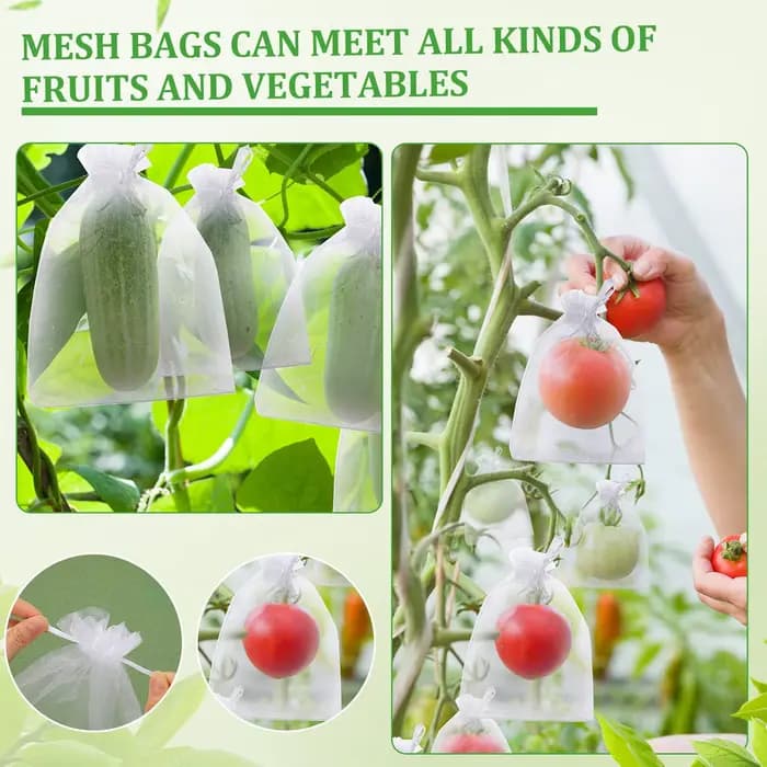 Sacs de Protection des Fruits, 10 à 100 pièces, sacs en filet pour fruits avec cordon de serrage, sa