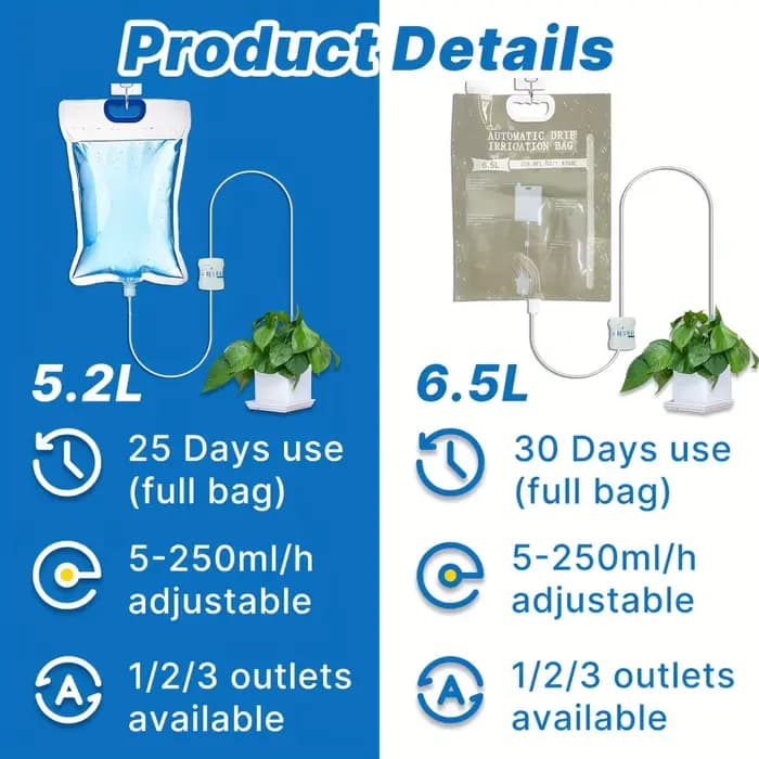 1pc 5.2L/6.5L dispositif d'arrosage automatique plante sac d'arrosage contrôle de l'eau dégoulinant 