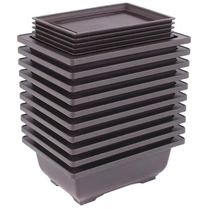 AFOURT-10 pots de culture pour bonsaï avec plateau, pots de culture en plastique pour plantes bonsaï