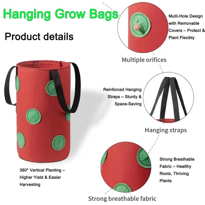 Sacs de culture suspendus pour fraises et tomates, sac de plantation suspendu, jardin vertical, pot 