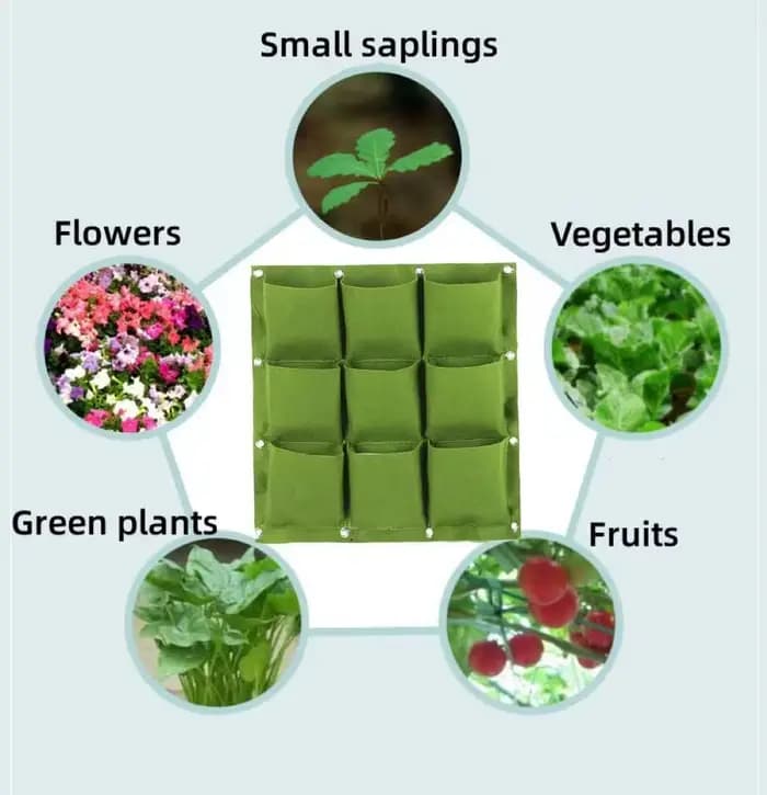Sac de croissance de plantes, jardinière murale verticale en feutre, support de plantes de jardin su