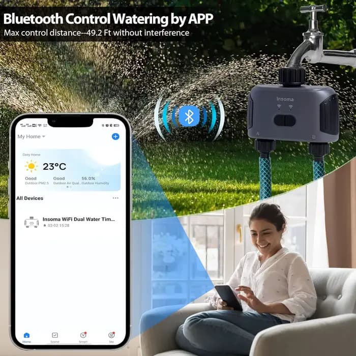 Insoma-Minuterie d'Eau existent à 2 Sorties, Système d'Irrigation de Jardin, Programmateur d'Arrosag