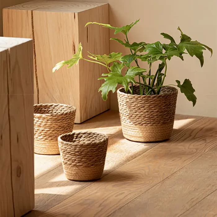 Panier de rangement en rotin tressé pour plantes, pot de fleurs en osier, jardinière artisanale tiss