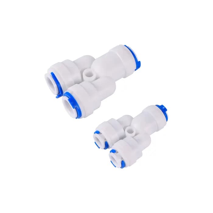 Raccord rapide à osmose inverse 1/4 3/8, raccord de tuyau en T, connecteur en Y, coudé égal à 2 voie
