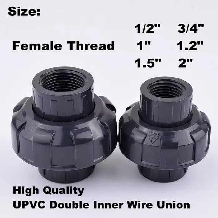Connecteur de Tuyau d'Eau UPVC à Double Filetage Femelle de 1/2 à 2 Pouces, Raccords Upvc de Haute Q