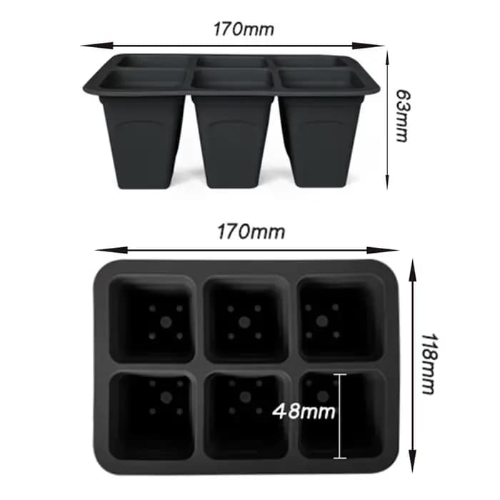 Plateaux de démarrage en silicone pour la germination des plantes, 6 cellules durables, standard de 