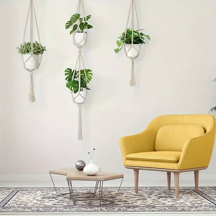 Cintres pour plantes en macramé tissés à la main, style bohème, avec 5 crochets, 3 tailles, pour la 