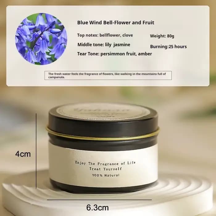 Bougies aromatiques parfumées en boîte de conserve noire, pots de bougies à mèche en bois avec couve