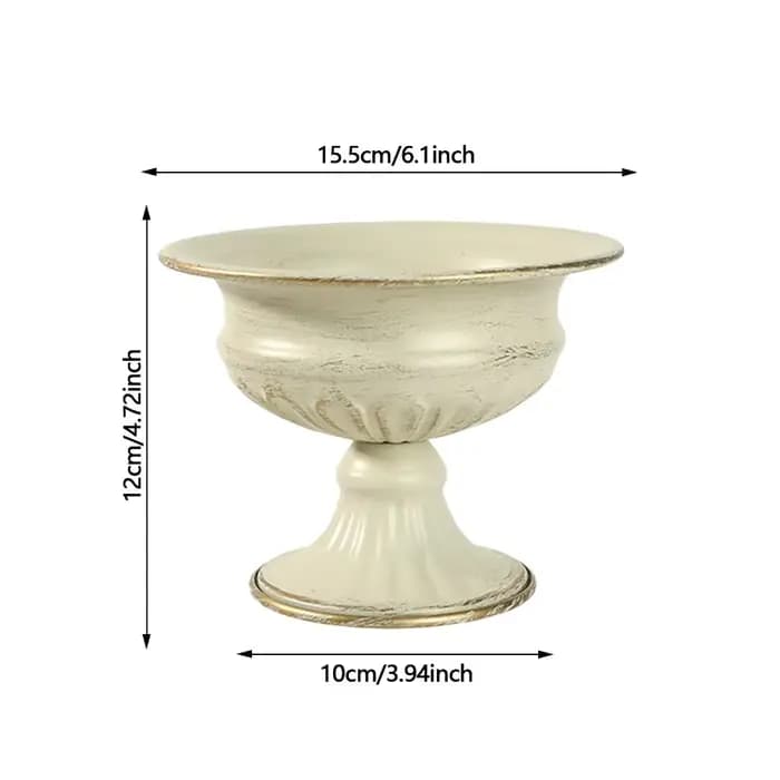 Pot de fleurs vintage en métal blanc, urne polyvalente, vase pour arrangement floral, vase pour salo