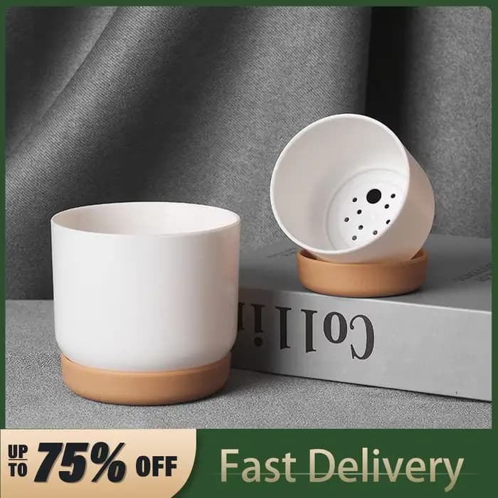 Pot de fleurs rond en plastique, stockage automatique à Absorption d'eau, Double couche, jardinière 