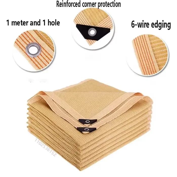 Filet de soleil beige en HDPE pour plantes de jardin, protection UV, pare-soleil d'extérieur, pare-s