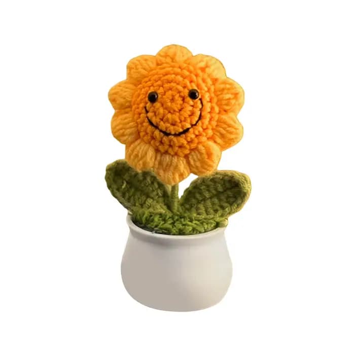 Fleurs au Crochet, petites fleurs en pot mignonnes, décoration de la maison pour salon, chambre à co