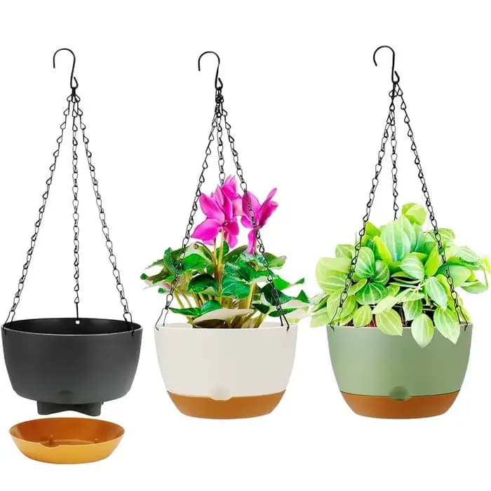 Jardinières suspendues durables à arrosage automatique, Pot de plantes hydroponiques en plastique ép