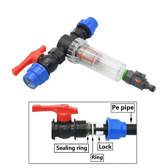 Tube PE 25mm 32mm, connecteur rapide, filtre de robinet, Valve d'eau, raccord de tuyau en plastique,