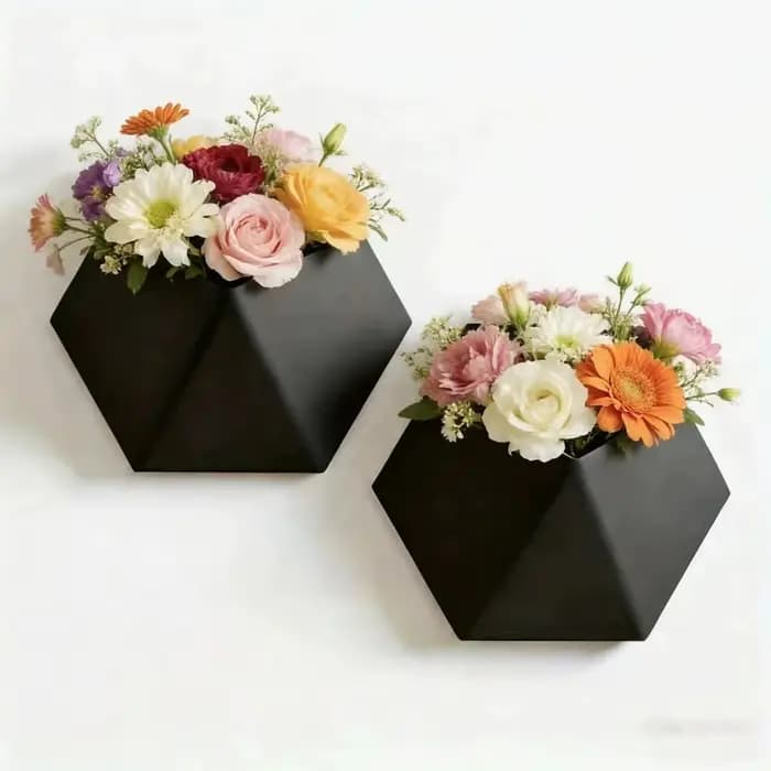 Pot de fleurs mural hexagonal avec trous de fixation