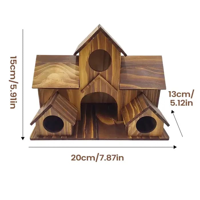 Nichoir en bois rustique grand format à plusieurs trous