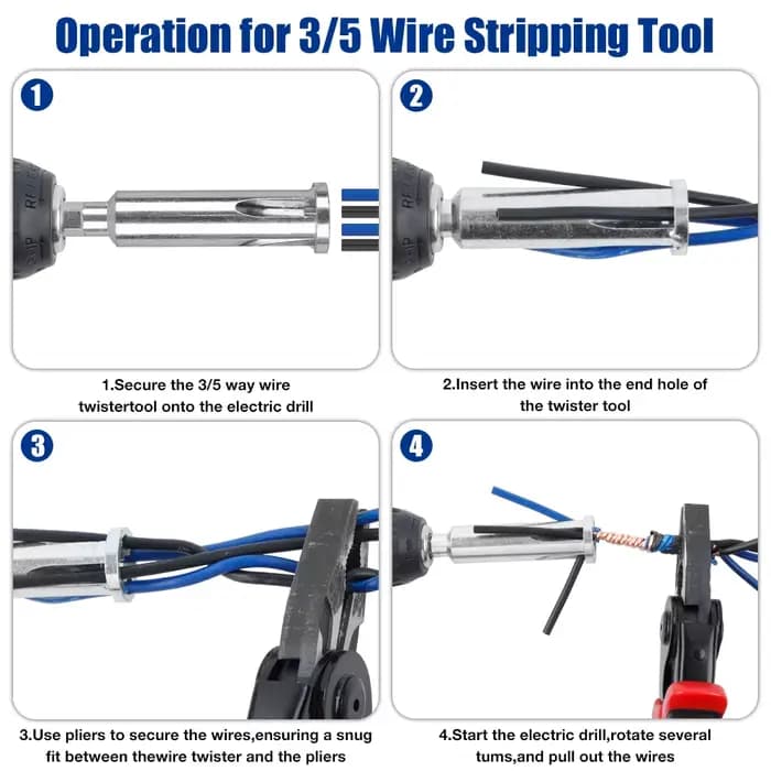 Lot de 3 outils multifonctions pour torsader les fils électriques, professionnels, économiques et durables, connecteur à torsion rapide, pour perceuse électrique, artefact d'électricien