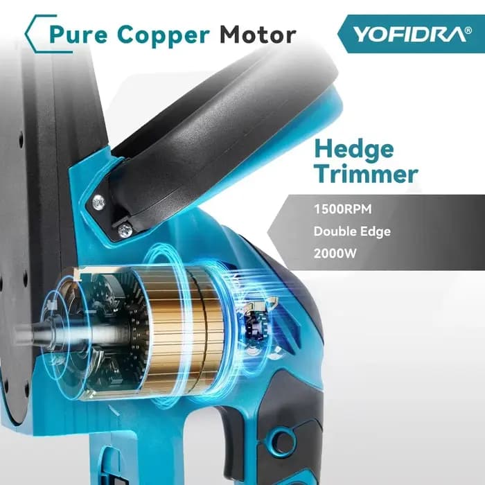 YOFIDRA 2000W taille-haie électrique 15000 tr/min tondeuse à gazon jardin aménagement paysager taille-haie tondeuse outil pour Makita 18V batterie broche