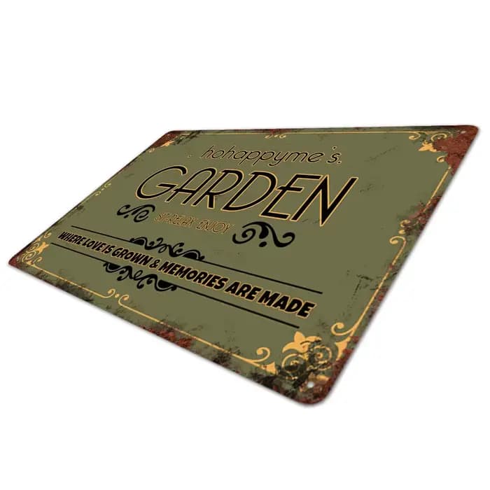 Plaque Murale de Jardin Vintage Personnalisée avec Nom Rétro
