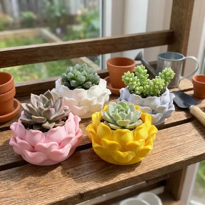 Pot de plante succulente en forme de lotus
