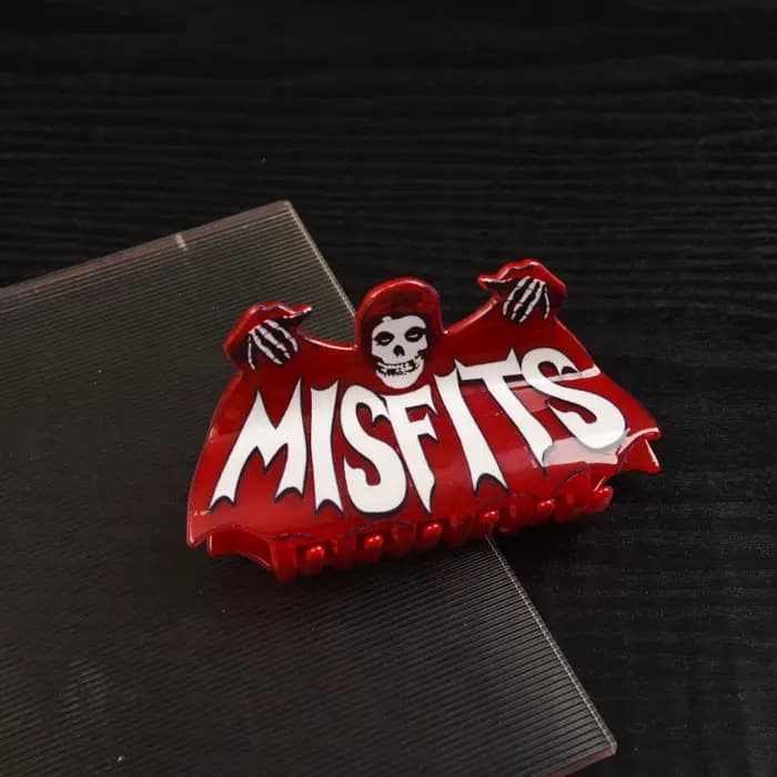Muweordy-Pince à cheveux série Halloween Horror pour femme, pince crabe tête de mort, lettre imprimée Misfits rouge, accessoires pour cheveux