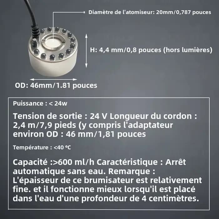 Générateur de Brouillard Ultrasonique 24V