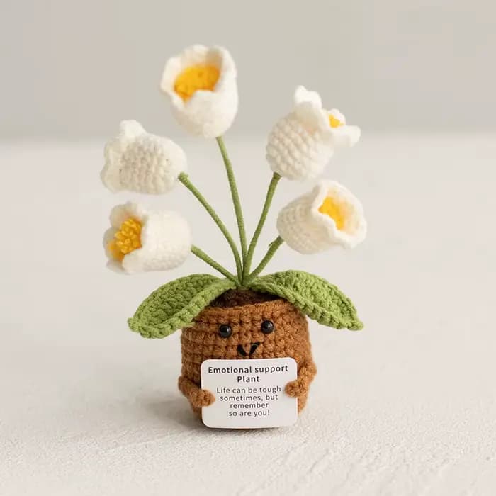 Plante artificielle tricotée en pot