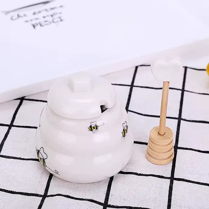 MEANT TO BEE-Ensemble de pots à miel en céramique avec louche