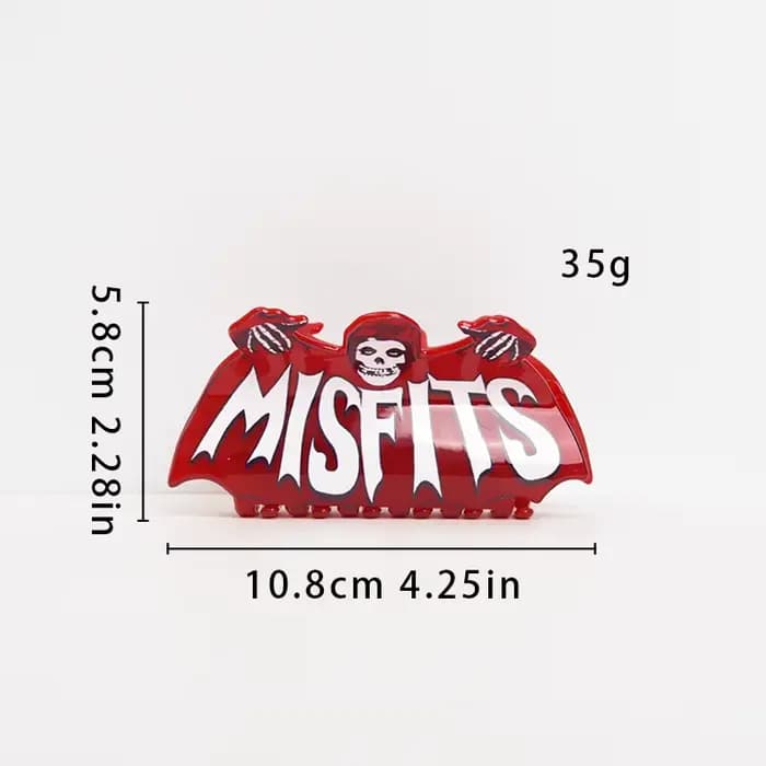 Muweordy-Pince à cheveux série Halloween Horror pour femme, pince crabe tête de mort, lettre imprimée Misfits rouge, accessoires pour cheveux