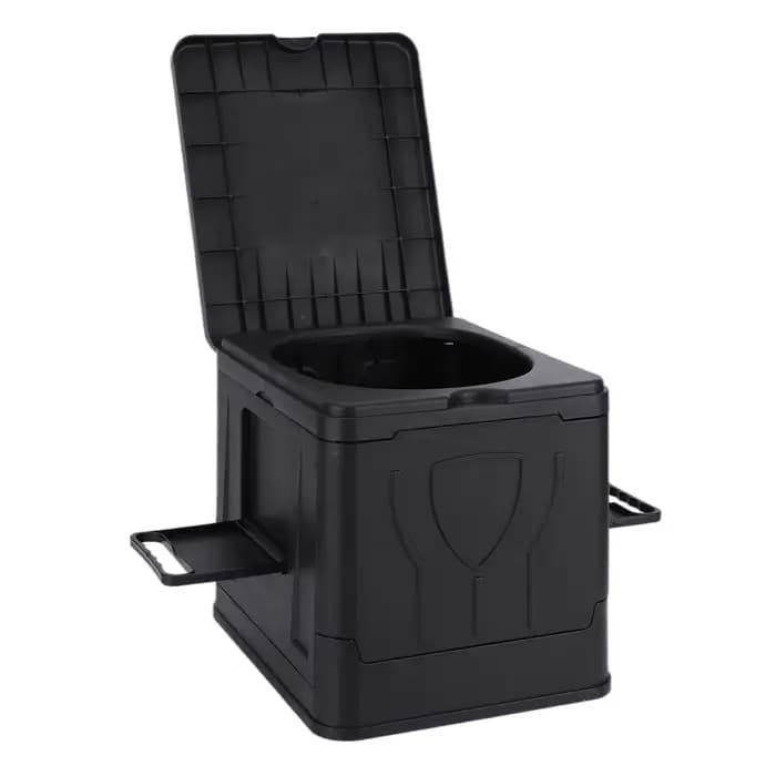 Pot de toilette pliable portable avec porte-papier et couvercle, toilettes d'urgence réutilisables pour le camping, les voyages, l'extérieur, la voiture, le camping-car et les situations d'urgence