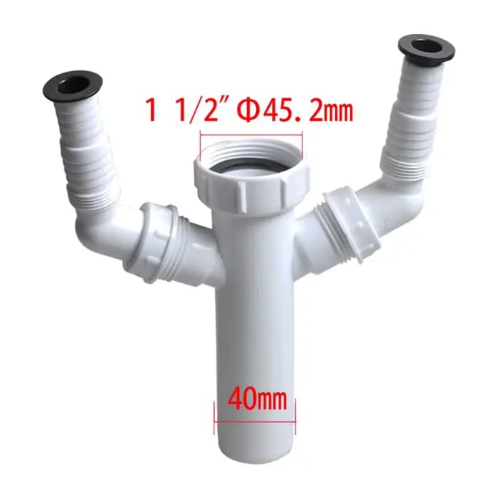 Piège à déchets d'évier à Double sortie, connecteur d'entrée de 1 1/2 pouce pour machines à laver et lave-vaisselle, Solutions de plomberie