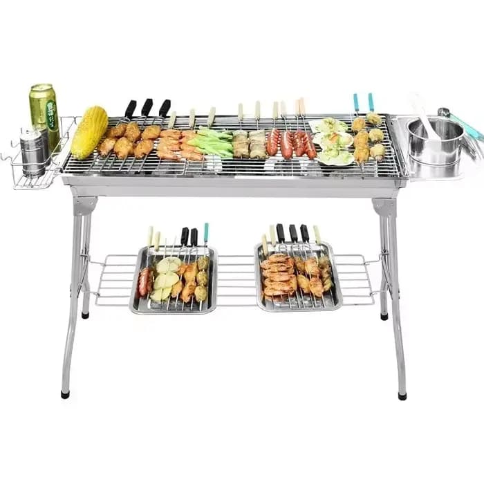 Nouveau barbecue d'extérieur en acier inoxydable épaissi, gril à charbon de bois portable et pliable, appareils de barbecue