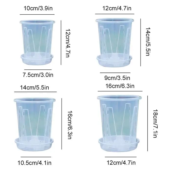 Pot de fleurs transparent pour orchidées avec trous de drainage