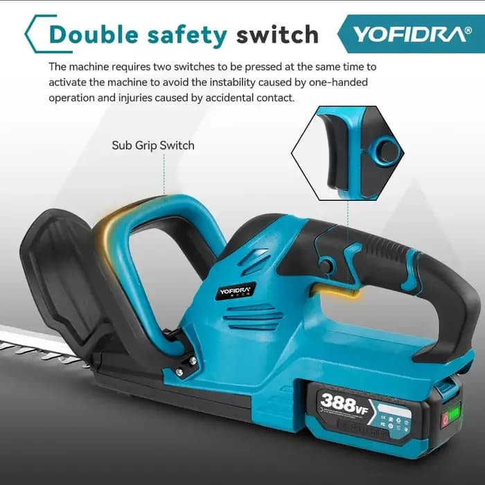 YOFIDRA 2000W taille-haie électrique 15000 tr/min tondeuse à gazon jardin aménagement paysager taille-haie tondeuse outil pour Makita 18V batterie broche