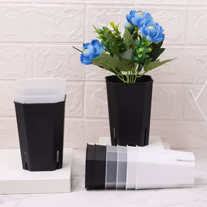 Pots de fleurs en plastique octogonaux
