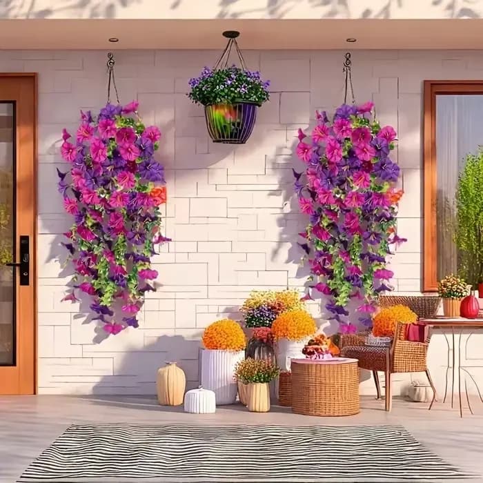 Fleurs suspendues artificielles durables de gloire du matin