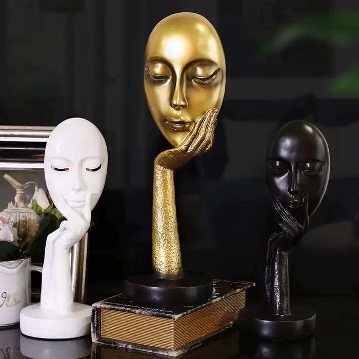 Sculpture abstraite de visage féminin, Art mural moderne en résine pour salon, décoration de chambre à coucher pour femmes, ornement minimaliste